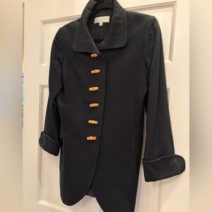 Elegant Black Women's Jacket with Bamboo Button Accents